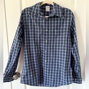 Brooks Brothers 1818 Regent Fit Blue And Red Plaid Button Down Shirt Size Medium
